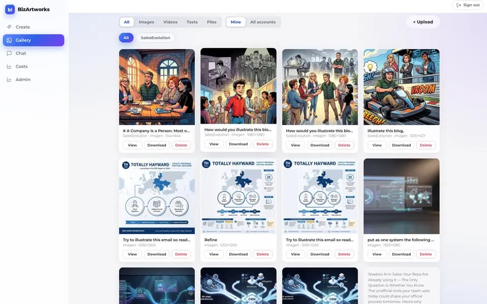 BIZARTWORKS.COM home screen