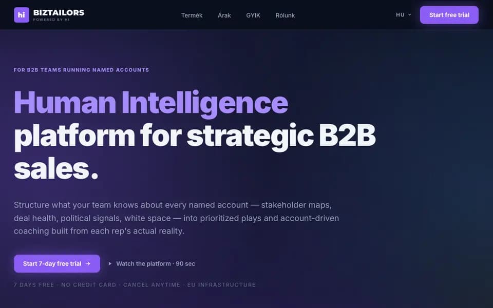 BIZTAILORS.COM home screen